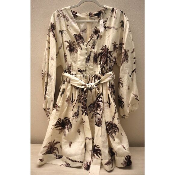 Banana Republic 849578-04 Women's Sz XS Beige Safari Landscape Linen Dress - Picture 1 of 15